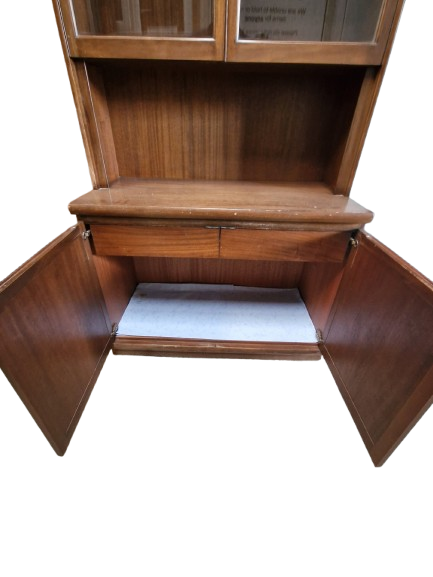 Thumbnail: Oak Veneer Display Cabinet, 2 Door Bottom and Glass Doors Top