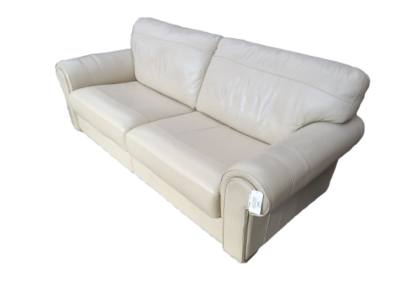 Thumbnail: Ivory White Leather 3 Seater and 2 Seater Sofas with Matching Armchair 