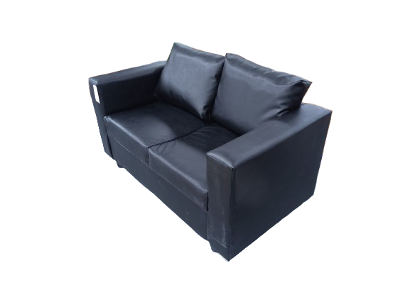 Thumbnail: Black Faux Leather 2 Seater Sofa 