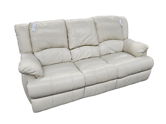 Cream Leather 3 Seater Sofa 