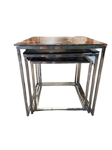 Smoked Glass Effect Nest of 3 Tables