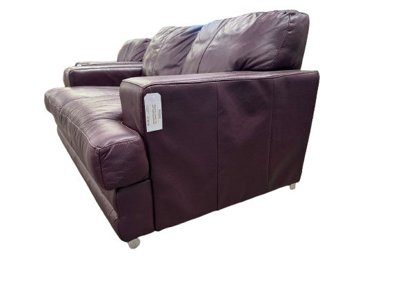 Thumbnail: Plum Leather 2 Seater Sofa and Matching Armchair