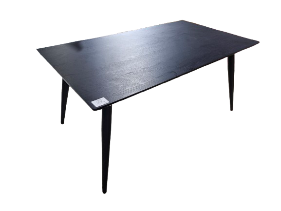 Large Black Dining Table with Metal Legs