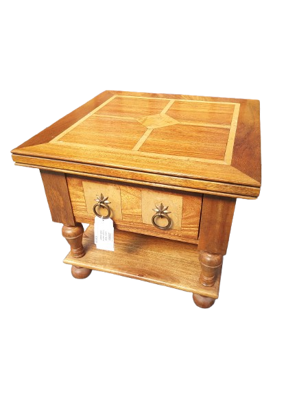 Lamp Table in Light Walnut with Drawer