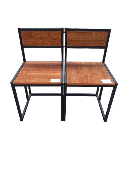 Thumbnail: Set of 4 Wood and Metal Dining Chairs 
