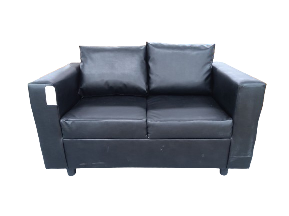 Thumbnail: Black Faux Leather 2 Seater Sofa 
