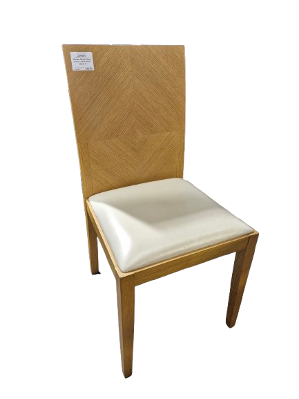 Thumbnail: Wooden Dining Chairs Cream Leather Seats (Set of 4)