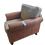 Thumbnail: Brown Leather Base Armchair with Beige Fabric Cushions