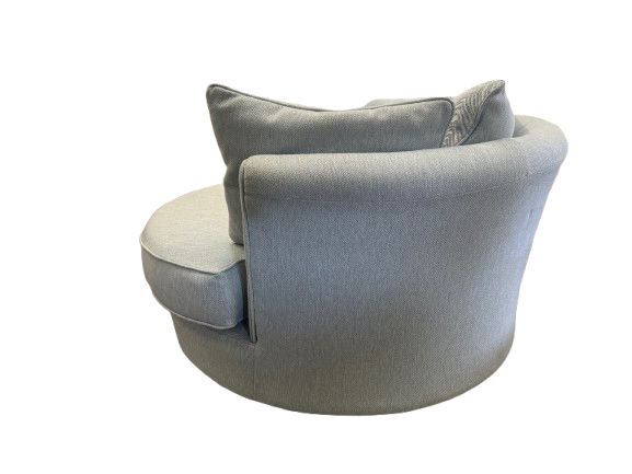 Thumbnail: DFS Grey/Blue Swivel  Cuddle Chair with  Footstool