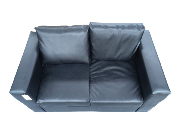 Thumbnail: Black Faux Leather 2 Seater Sofa 