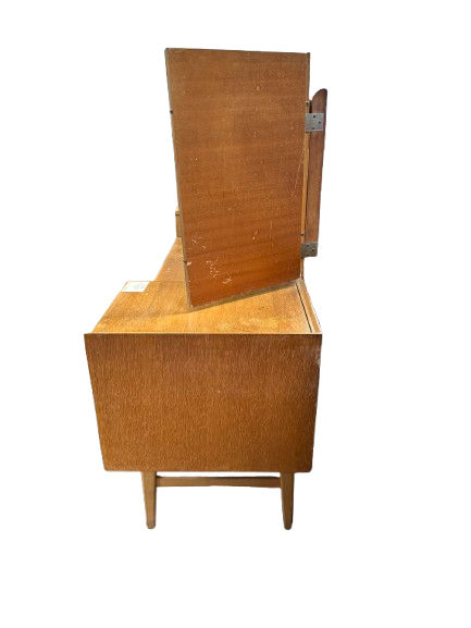Thumbnail: Large Wooden Dressing  Table with Attached  Mirror
