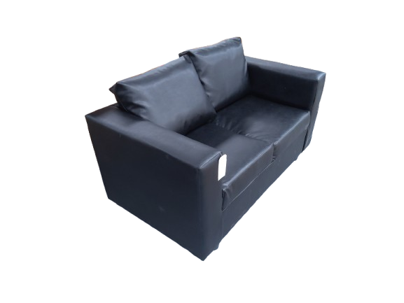 Thumbnail: Black Faux Leather 2 Seater Sofa 