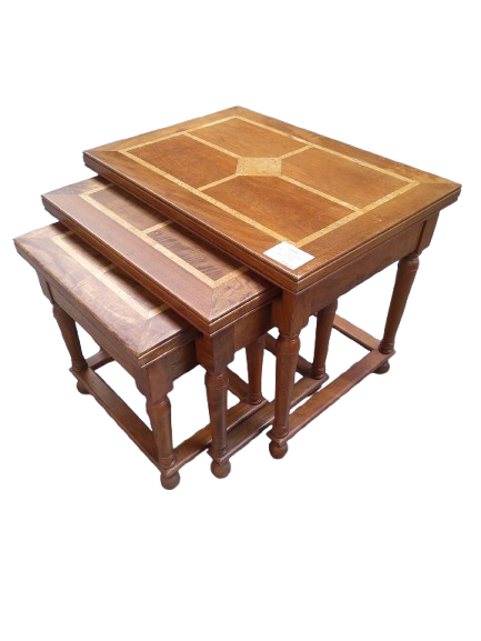 Thumbnail: Table, Nest of 3 Tables in Solid Wood Pattern Surface 