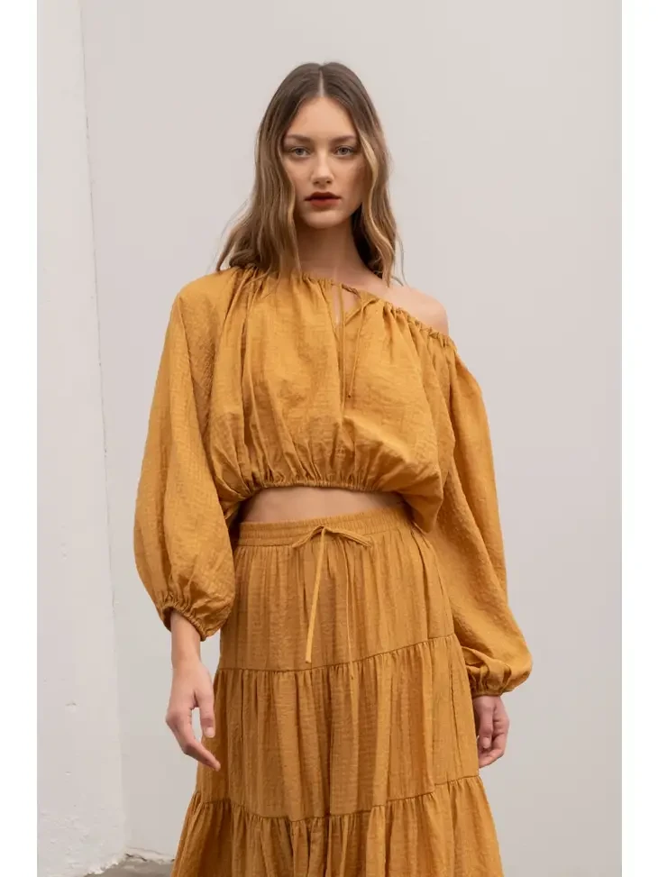 Cropped Peasant Style Blouse