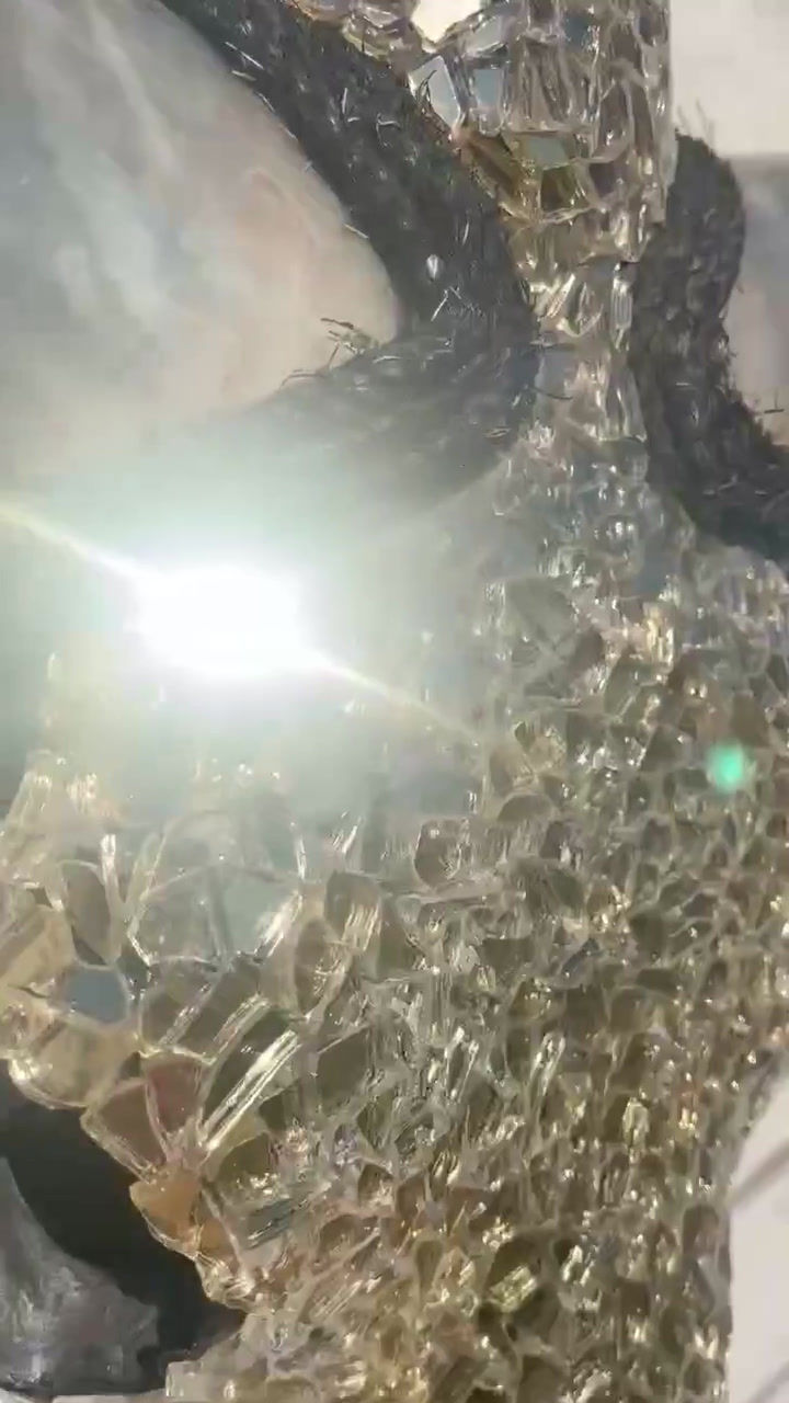 Thumbnail: Gold Glass Cow Skull w/ horns 24" to 36" wide