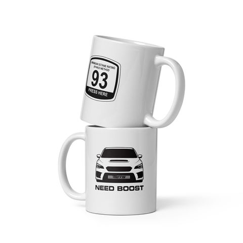 coffee mug, wrx, need boost, turbo, subaru, 93 octane, gas
