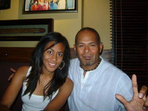 Fijian In The UK - Sainimili with her Dad at Hard Rock Cafe, Denarau, Fiji, 2008