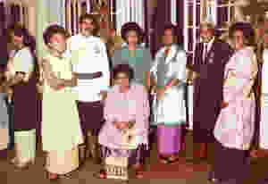Fijian In the UK - My mother and my grandparents with other members of our extended family at the celebration ceremony for my grandfather receiving his MBE medal