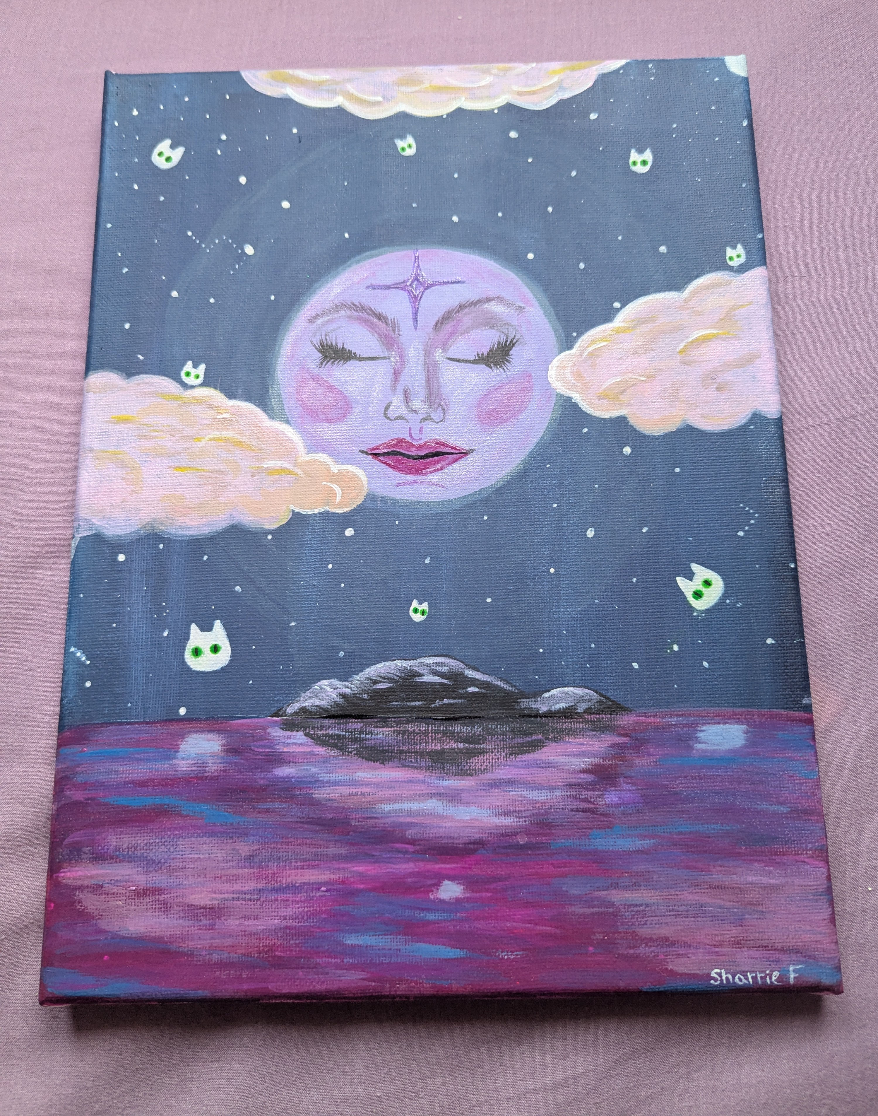 Original Acrylic Painting Moon Goddess