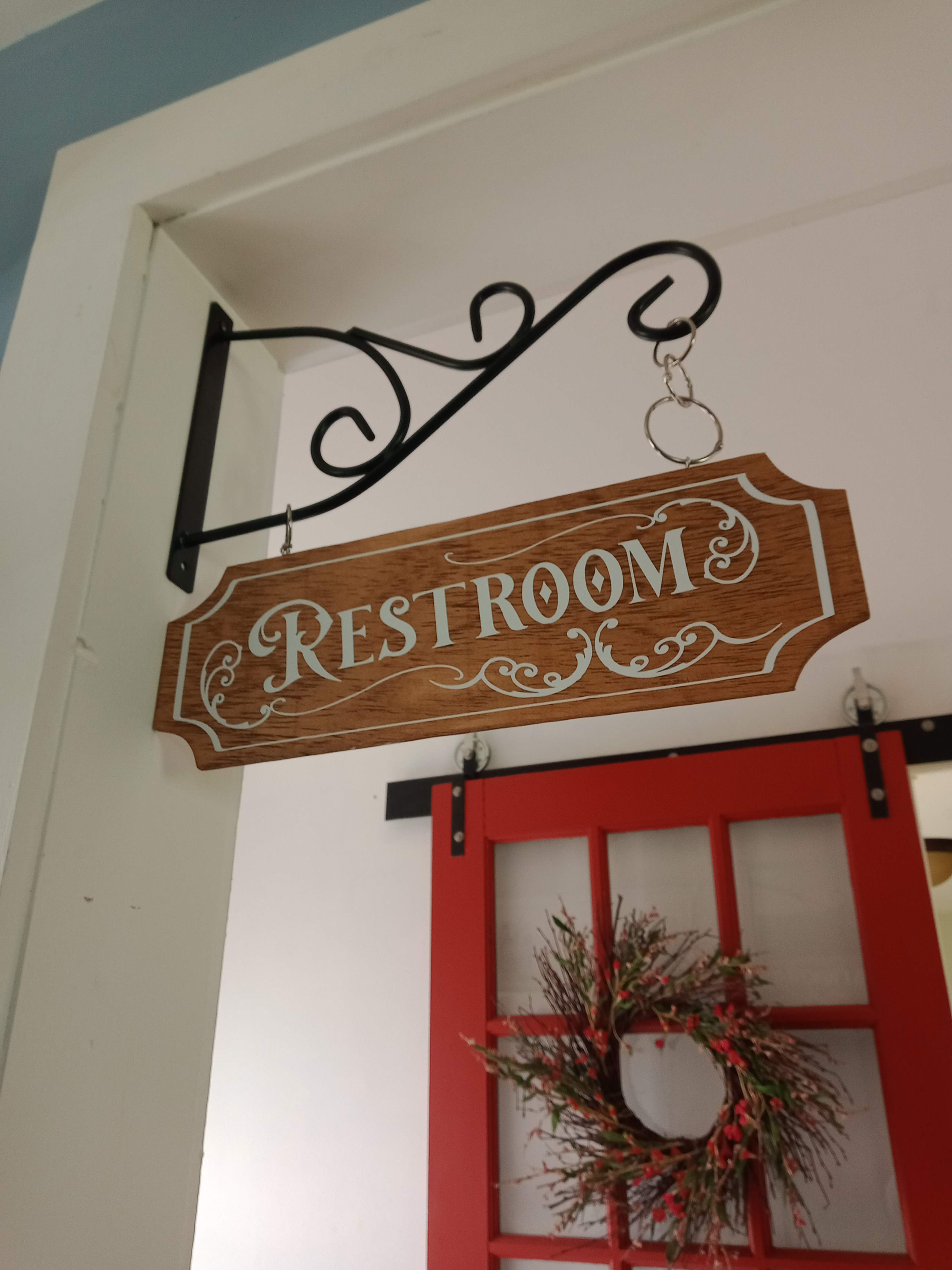 Restroom Stained Street Sign Wedding Venue Sign Bathroom Decor Rustic Bathroom