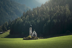 San Giovanni or St Johann in Ranui chapel, Funes Valley, Dolomites Alps. Trentino Alto Adige Sud Tyrol, Italy, Europe