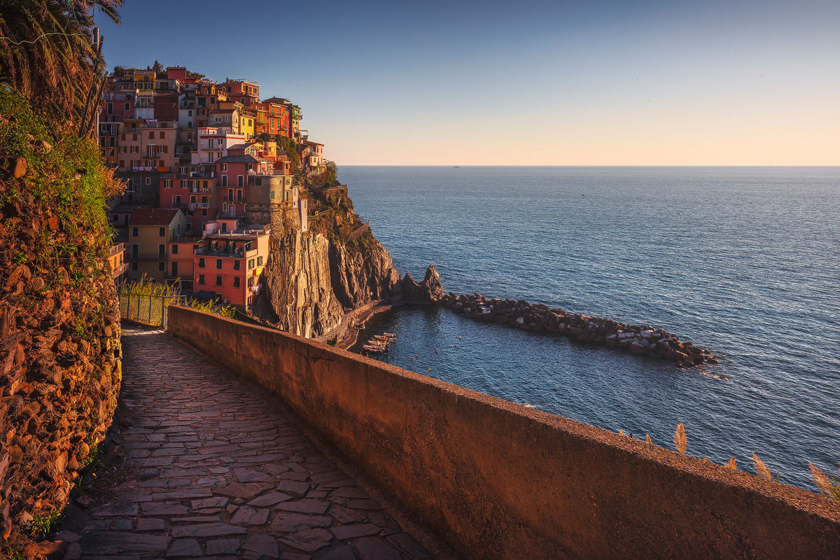 Manarola village, stone trail. Cinque Terre, Liguria, Italy, Europe.