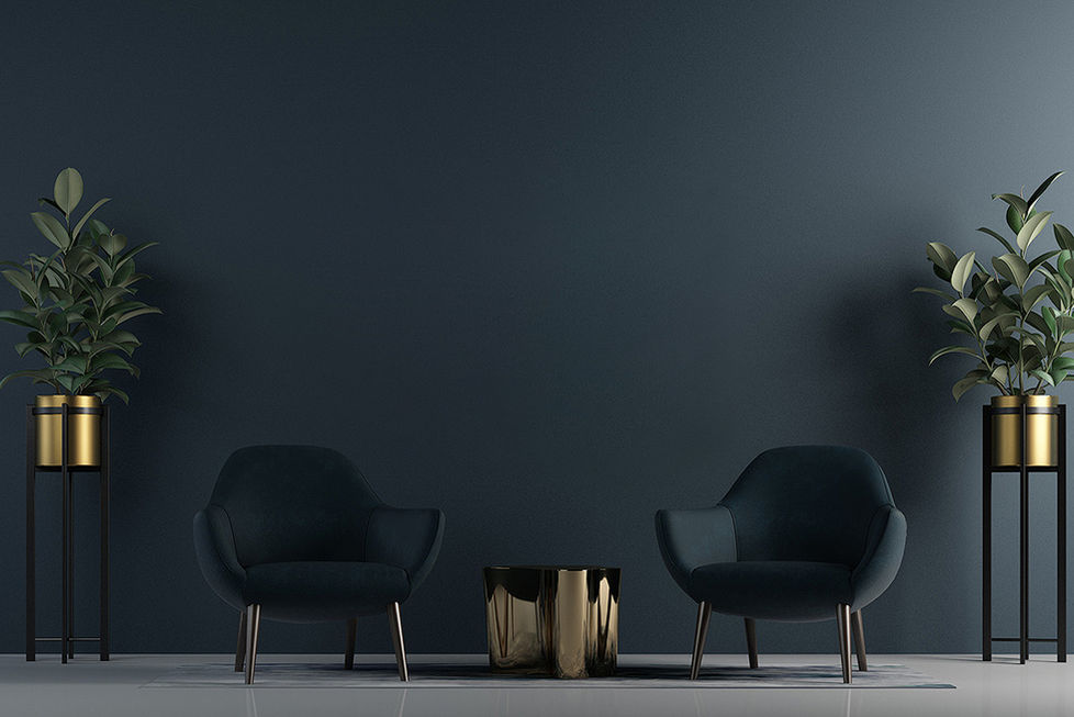 Blue Living Room Luxury Interior Design and Stefano Orazzini Wall Art. Fine Art Print on Canvas.