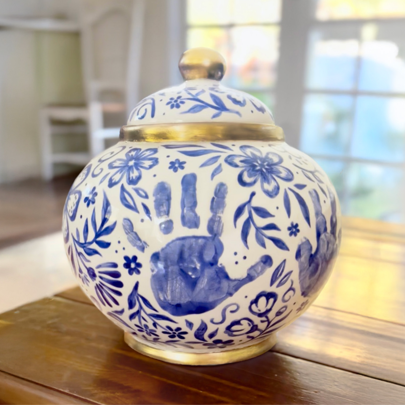 Floral Handprint Canister