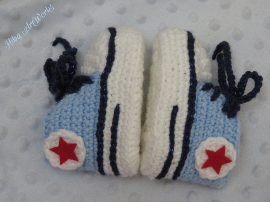 Thumbnail: Handmade Baby girl crochet trainer - custom made