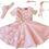 Thumbnail: Handmade Custom Satin Dress for Girls with Headband & Bracelet Set Butterflies