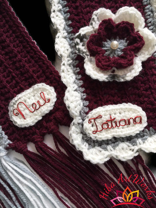 Thumbnail: Handmade Crochet winter Set - Couple Matching outfit with custom names and color