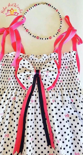 Thumbnail: Handmade - Summer Dress for young Girls 4-6 years with tie head band & necklace