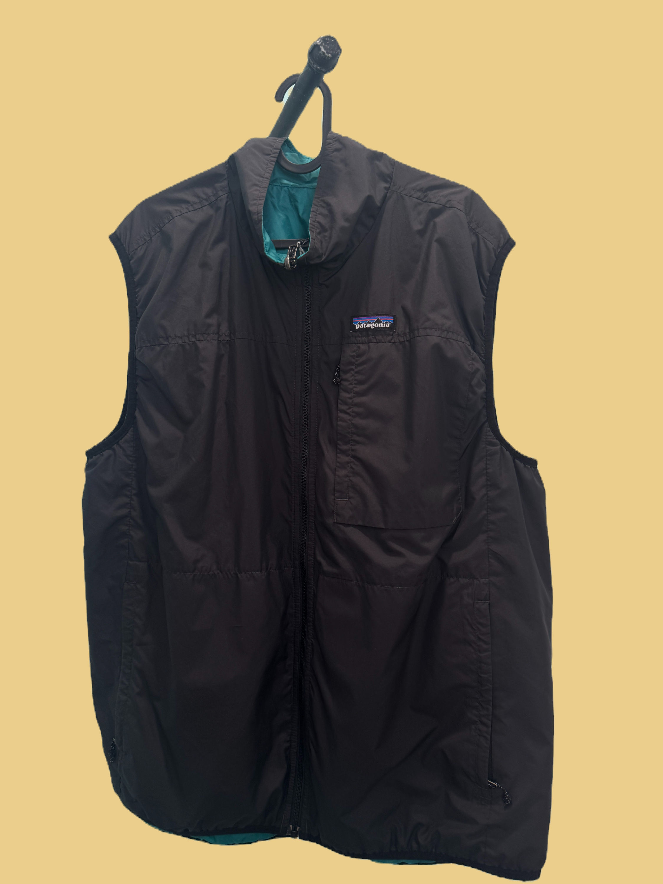 Vintage Patagonia Reversible Vest Nylon Men's XL Black and Teal