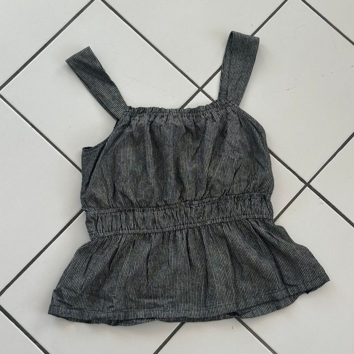 Nicole Miller Navy Scruffy Crop Top Women's Medium
