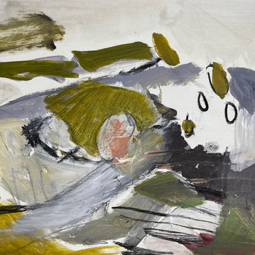 Water based paint, pastel on gesso on paper, 21x23cm.