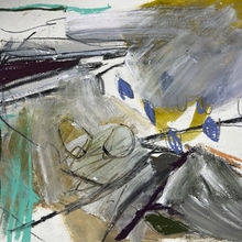 Water based paint, pastel on gesso on paper, 21x23cm.