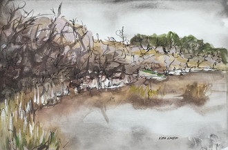 Fishing Hole, watercolor and ink, 9x6, $50
SOLD
