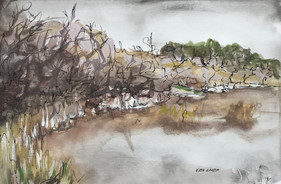 Fishing Hole, watercolor and ink, 9x6, $50
SOLD