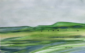 Out in the Green Pastures, watercolor and ink, 9x6, $55
SOLD