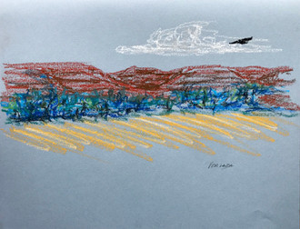Fly Over, oil pastel, 11.25x9, $60