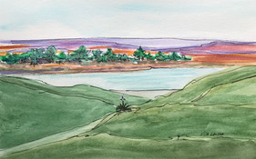 Grassy Hills, watercolor and ink, 9x6, $50
SOLD
