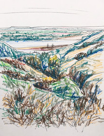 Yellowstone view #3, oil pastel and ink, 8.5x11, $75