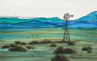 Distant Hills of Blue, watercolor and ink, 9x6, $50
SOLD