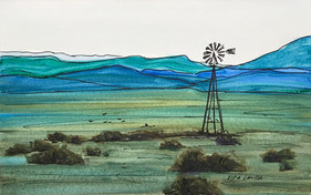 Distant Hills of Blue, watercolor and ink, 9x6, $50
SOLD