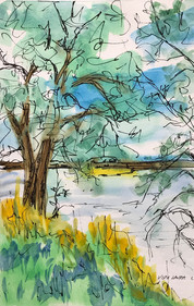 Beside the River, watercolor and ink, 6x9, $50
SOLD