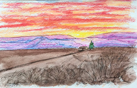 The House at the End of the Road, watercolor and crayon, 8.5x5.5, $40
SOLD