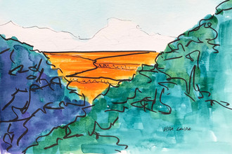 Layers of Nature, watercolor and ink, 9x6, $50