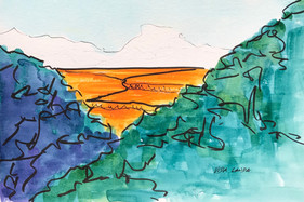 Layers of Nature, watercolor and ink, 9x6, $50