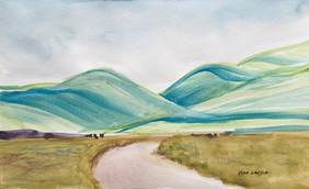 Head to the Hills, watercolor, 8.5x5.5, $40
SOLD