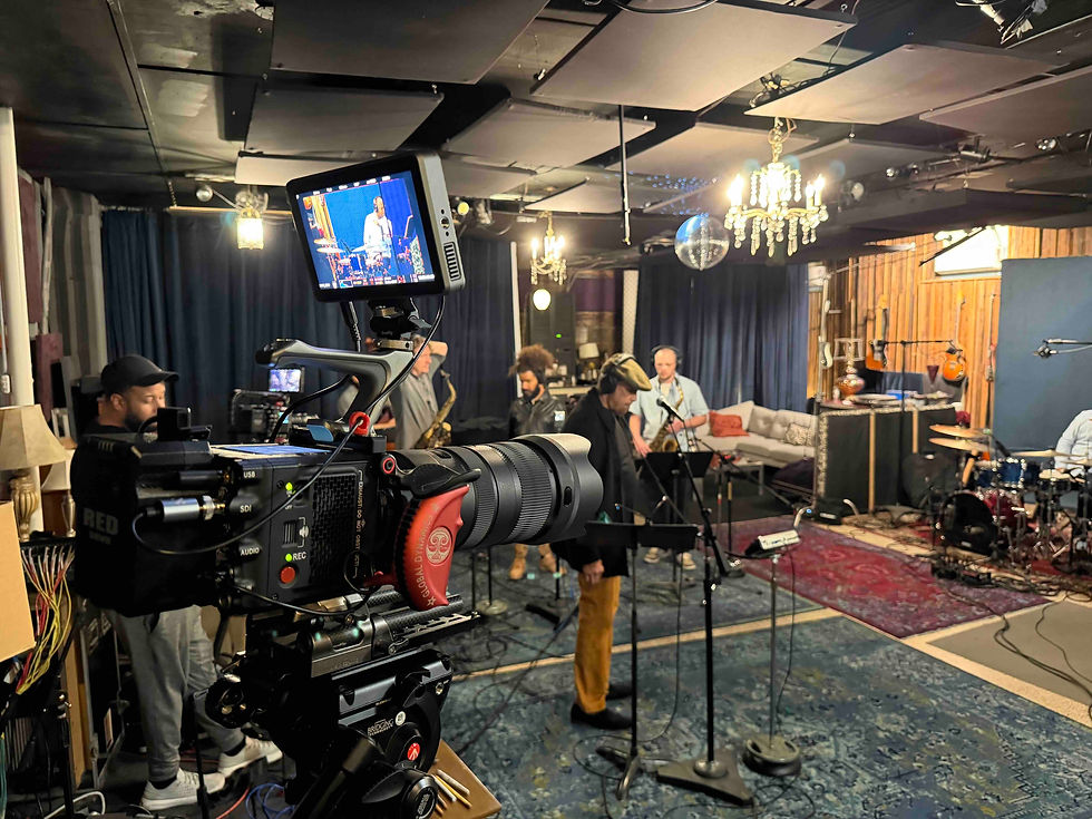 Eye-level view of a colorful street in the French Quarter with historic buildings